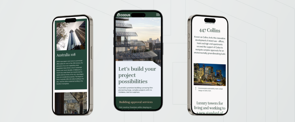 Mobile screens of the user interface design for Codus