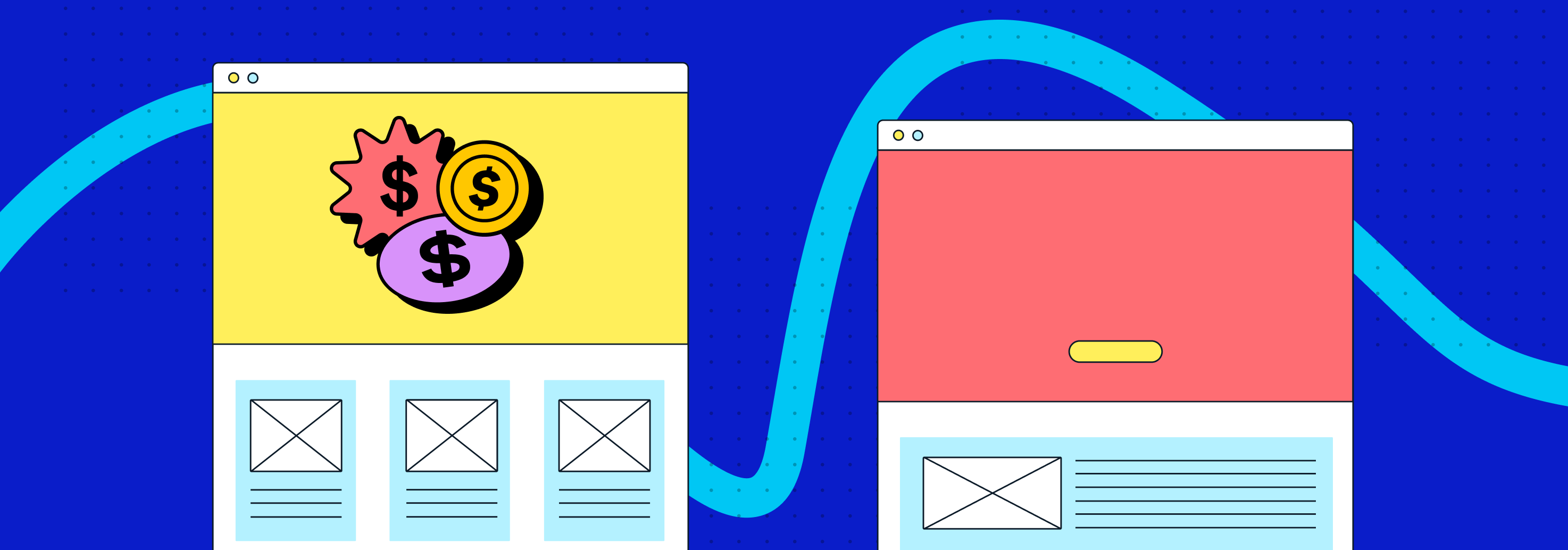 flat illustration of website mock up