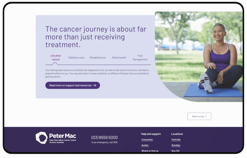 Website redevelopment - Peter Mac case study
