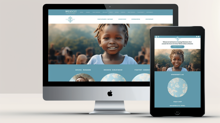 Not-for-profit website with child on homepage